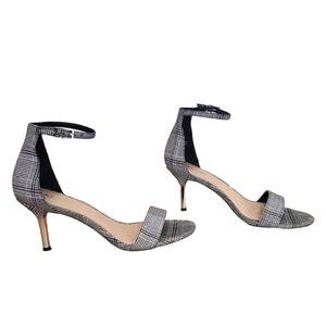 Aldo Jerania Black and White Plaid Ankle Strap Sandal 6.5